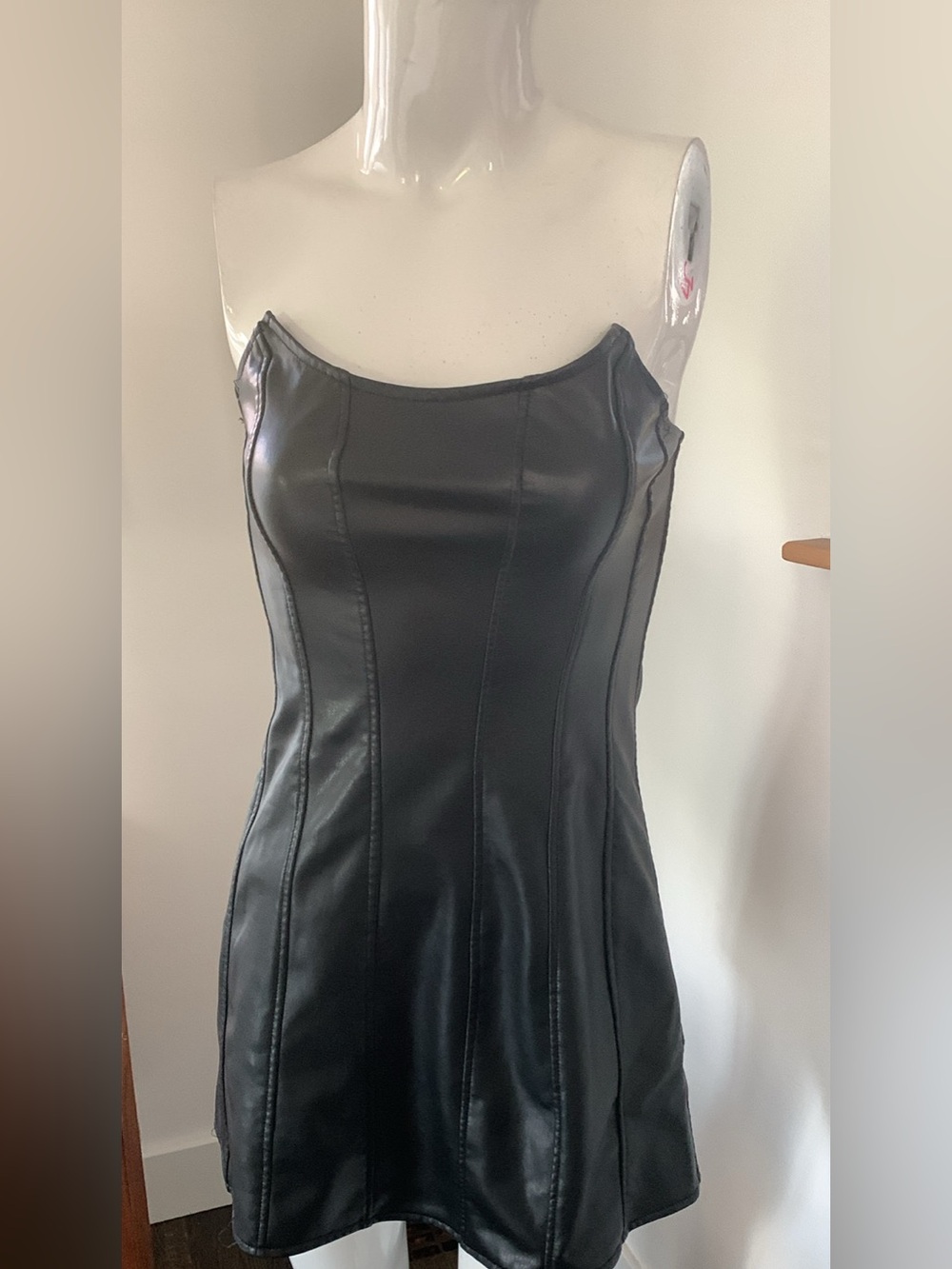 Forever 21 Black Faux Leather Mini Slip Dress